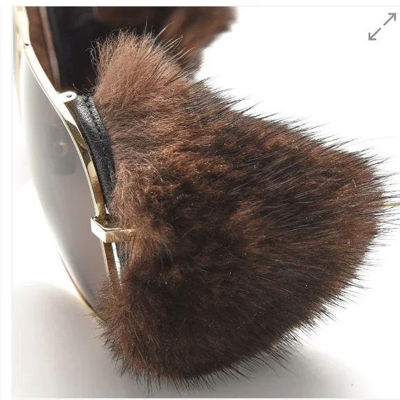 Saint Lauren Gold Mink Fur Classic 11 Shields Sunglasses - Picture 11 of 15